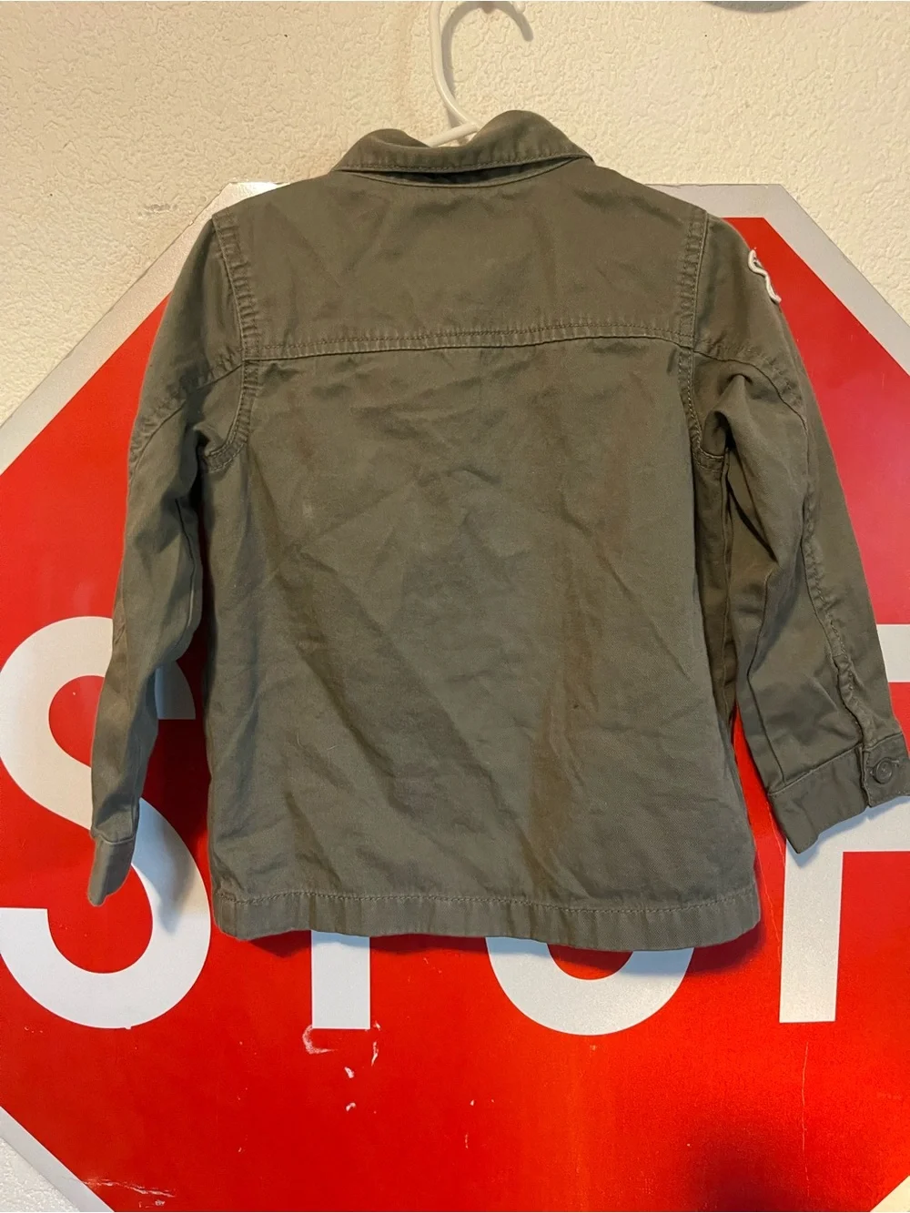 Carter's Olive Green Jacket with Pink LOVE Patch